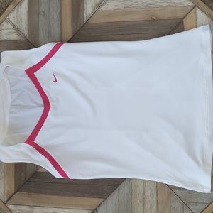 NIKE white pink trim dri-fit athletic top size medium